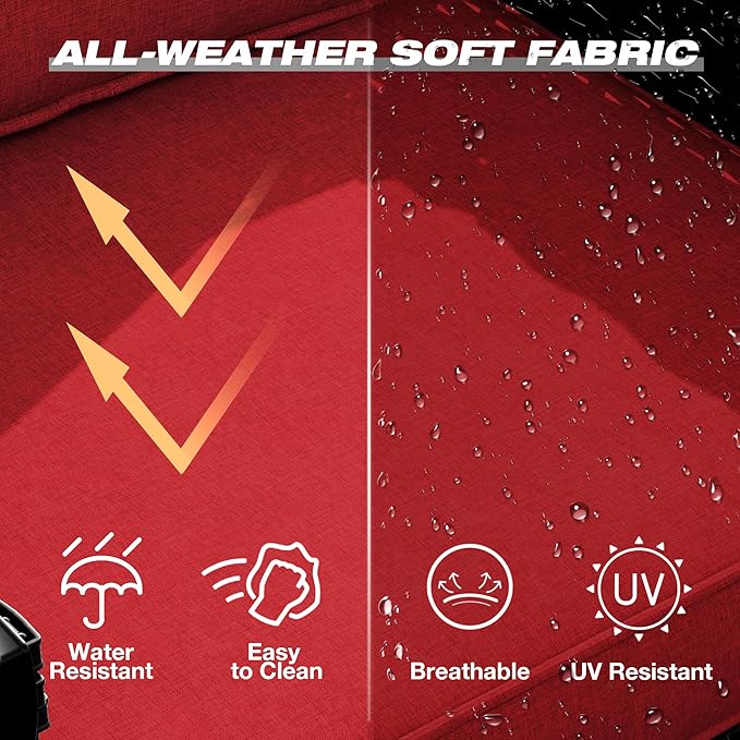 Joyside Wicker Patio Furniture Sets, 8 Pieces Upgraded Large Size Outdoor Furniture with Swivel Rocking Patio Chairs, Patio Dining Chair, 3-Seat Sofa, Outdoor Ottoman, Thick Cushions, Wide Armrest