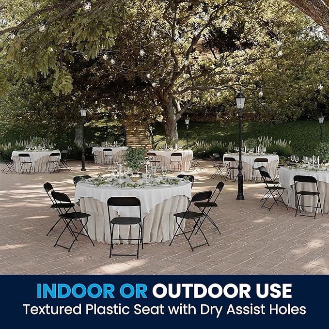 Flash Furniture Hercules Series Plastic Folding Chair - Black - 650LB Weight Capacity Comfortable Event Chair - Lightweight Folding Chair