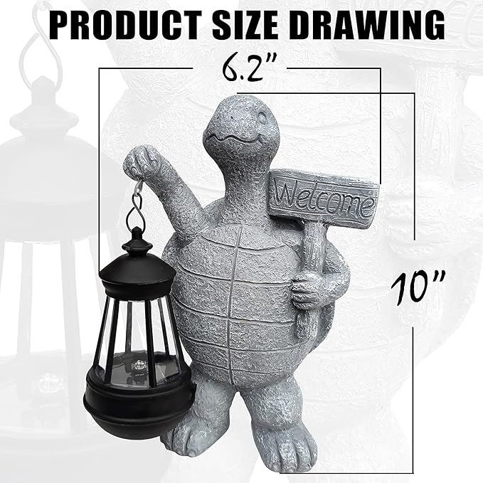 Solar Turtle Garden Outdoor Statues,Resin Turtles Figurine Decorations with Solar Lights Lantern, Outdoor Turtle Art Decor for Lawn,Yard, Unique Housewarming Gift for Garden Home