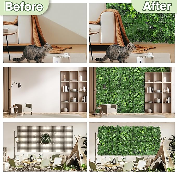 Artificial Green Boxwood Grass Wall Roll: 48"x128"(43 SQFT) UV Protected Ivy Privacy Hedge Fence Screen for Chain Link Fences Panel Indoor,Outdoor Patio Balcony & Garden