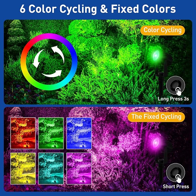 T-SUNUS Halloween Solar Spot Lights Outdoor Color Changing, Landscape Spotlights RGB Lighting Waterproof IP65 9.8ft Cable for Christmas Patio Pathway Yard Garden Wall Holiday Decoration (Multi-Color)