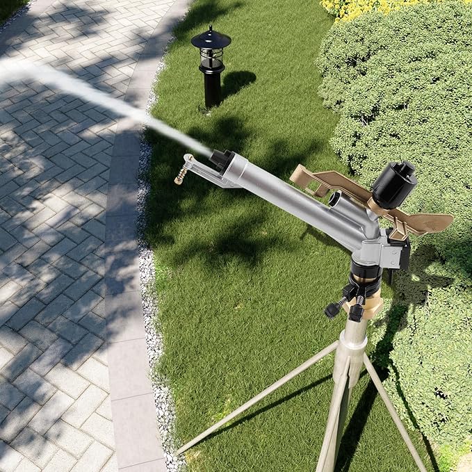 1.5" 360° Adjustable Impact Spray Gun Sprinkler with Nozzle Set, Water Spray Gun Large-Area Agriculture Irrigation Spray Gun Watering Sprinkler for Garden Farm Lawn