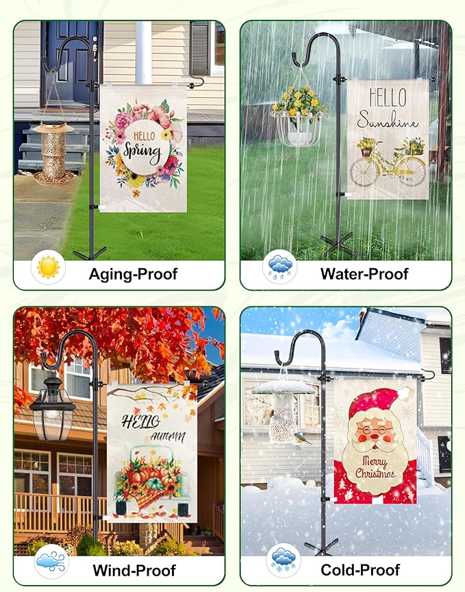 XDW-GIFTS Garden Flag Stand, Sturdy 2-Pack Flag Pole Holder with Shepherd Hook for Yard Decorations Outdoor Garden Flag Holder for 14''x20'' Flags 45 in Heavy Duty Yard Flag Post Stake (Without Flag)