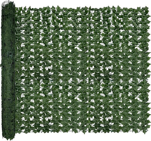 Artificial Ivy Privacy Fence Roll Screen,128" by 72" (64 SQFT) UV-Anti Faux Hedge Fence and Fake Ivy Vine Leaf Wall Panels for Indoor&Outdoor Green Backdrop, Garden Greenery Decor