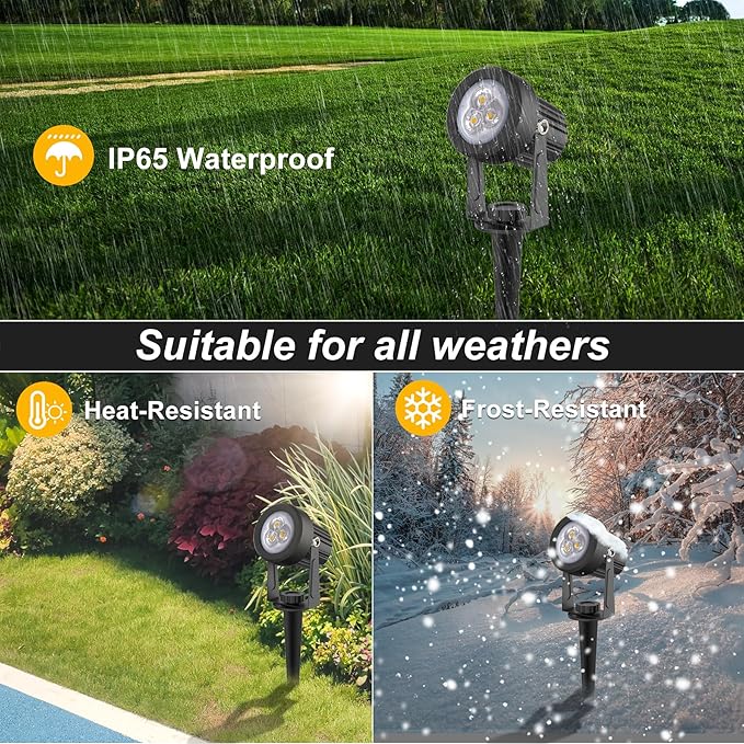 Solar Spot Lights Outdoor, 2 Pack Solar Landscape Spotlights IP65 Waterproof 9.8ft Cable, Auto On/Off Outdoor Wall Lights for Garden Yard Driveway Porch Walkway Pool (3000K Warm White)