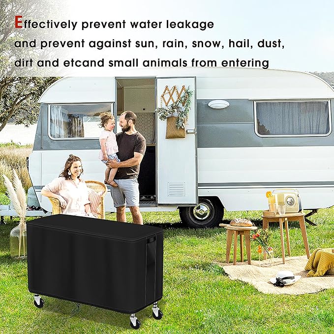 Outdoor Prep Table Cover, Plastic Utility Cart Cover for ELAFROS 550 lbs - 2 Tier Service Cart Waterproof Grill Carts Covers Rolling Tool Box Covering - 36" L x 18" W x 31" H