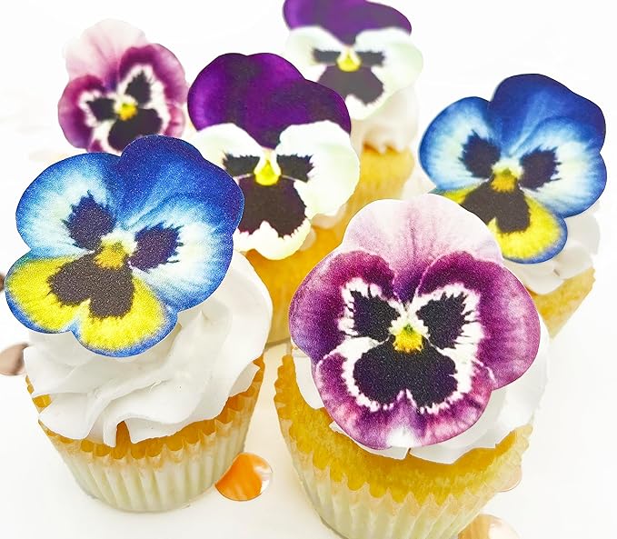 Sugar Robot - Edible Pansies for cake decorating - Small Size - Edible flowers cake decorations - Premium Crafted - Made in the USA Cake -Set of 12 (Pansies)