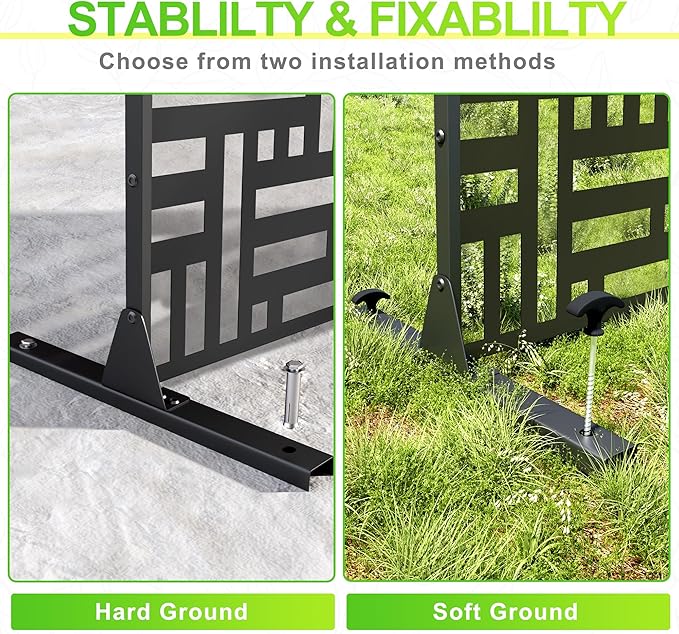 Outdoor Privacy Screen,72" H×47" W Metal Privacy Screen, Freestanding Privacy Fence Panels for Patio