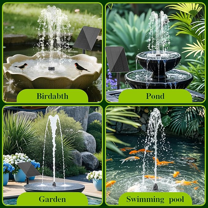 Solar Water Fountain for Bird Bath Solar Water Pump with Seperated Solar Panel 2.5w 5v Solar Powered Water Fountain for Small Pond Garden Water Feature Decoration