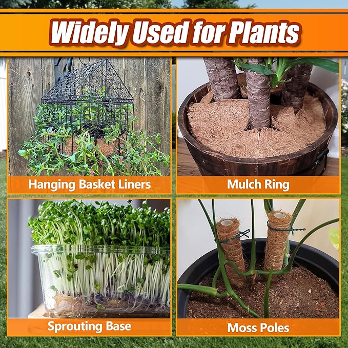 Coco Liner Roll, 16 x 120 Inch Coconut Fiber Liners for Planter Window Box Flower Basket, Natural Coco Mats Coco Coir Sheet for Reptile Carpet, Animal Pet Pad, Garden Decoration