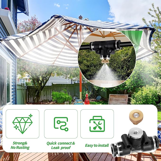 50 Pack Brass Misting Nozzles with 50Pc Brass Misting Nozzles O Ring,Heavy Duty Misting Nozzle 0.02" Orifice (0.5 mm)10/24 UNC for Outdoor Cooling System Dust Control