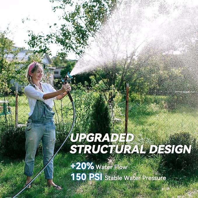 Retractable Garden Hose Reel - 100 ft x 5/8 in Heavy Duty Wall Mount with Auto Rewind, Any Length Lock, 180° Swivel Bracket & 10-Pattern Nozzle (White & Grey)