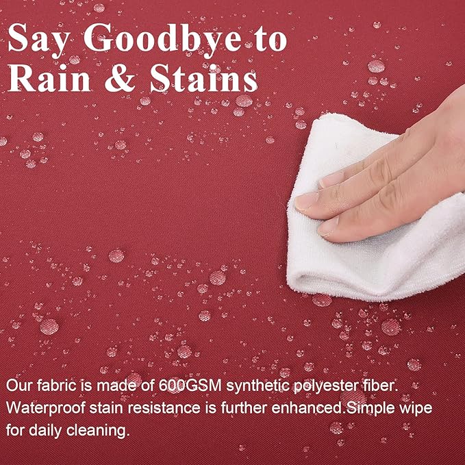 Outdoor Chair Cushions Set of 2 for Patio Furniture 22x22x4 Inch Waterproof Patio Chair Cushion 3 Year Color Fastness Square Elastic Foam Garden Couch Pads with Ties and Handle,Red