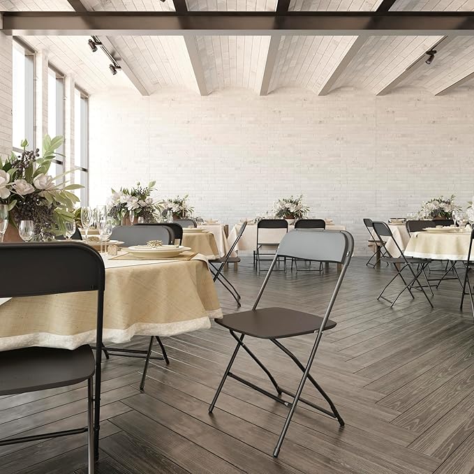 Flash Furniture Hercules Series Big & Tall Stackable Plastic Folding Chairs, Extra Wide Commercial Event Seats, Set of 4, Black