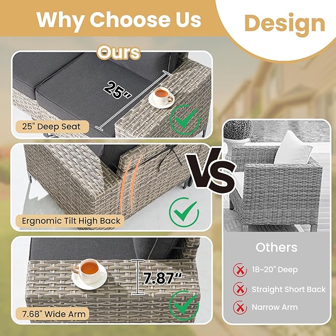 HOOOWOOO Outdoor Sectional Furniture Set with Fire Pit Table,9 Pieces Wicker Patio Conversation Sets,L Shape All Weather Outside Couch Sofa Set with Swivel Chairs Solar Light Table Ottoman,Black