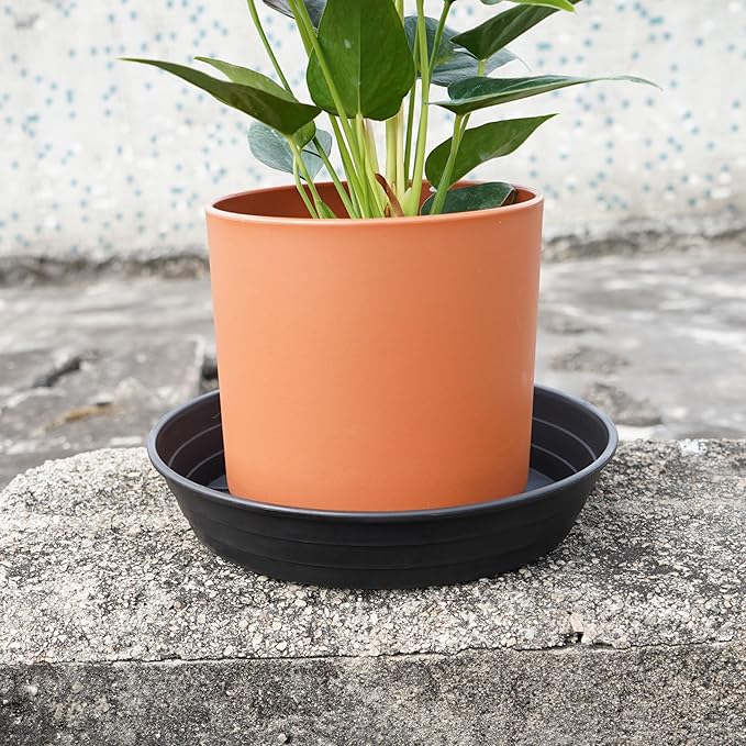 4 Packs 6 Inches Plant Saucer Drip Trays, Round Plastic Plant Pot Saucers Flower Pot Tray for Indoor Outdoor