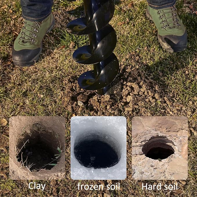 72cc 4HP Post Hole Digger Gas Powered, Gas Earth Auger/Ice Auger, with 3 Drill Bits 4"/8"/12" + 2 Extension Bar, One Man Earth Auger for Planting Fence, EPA Compliant Post Hole Auger