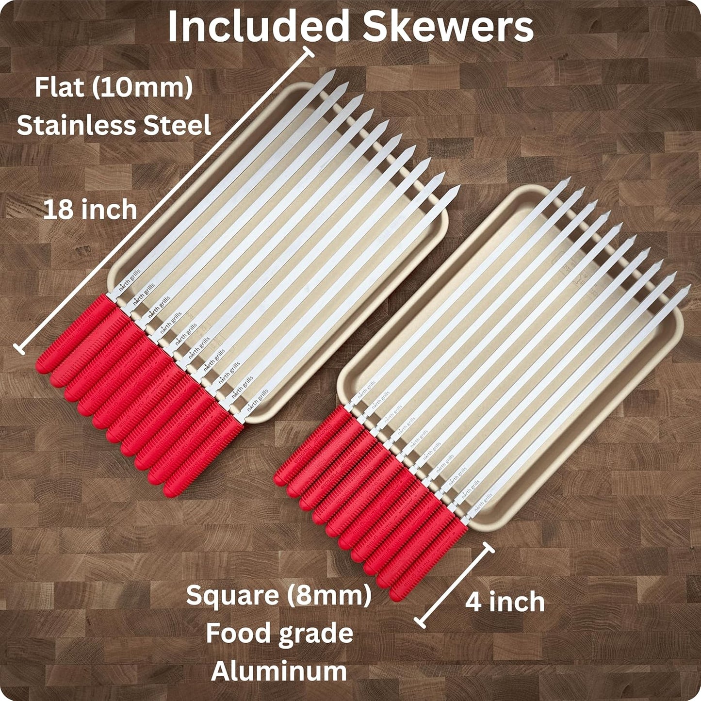 𝗖𝗵𝗮𝗿𝗰𝗼𝗮𝗹 𝗞𝗮𝗯𝗼𝗯 𝗚𝗿𝗶𝗹𝗹 by 𝗡𝗼𝗿𝘁𝗵 𝗚𝗿𝗶𝗹𝗹𝘀: precise heat control, silicone-handle square & flat skewers, charcoal starter tool, tongs, BBQ gloves, and storage & travel bags.