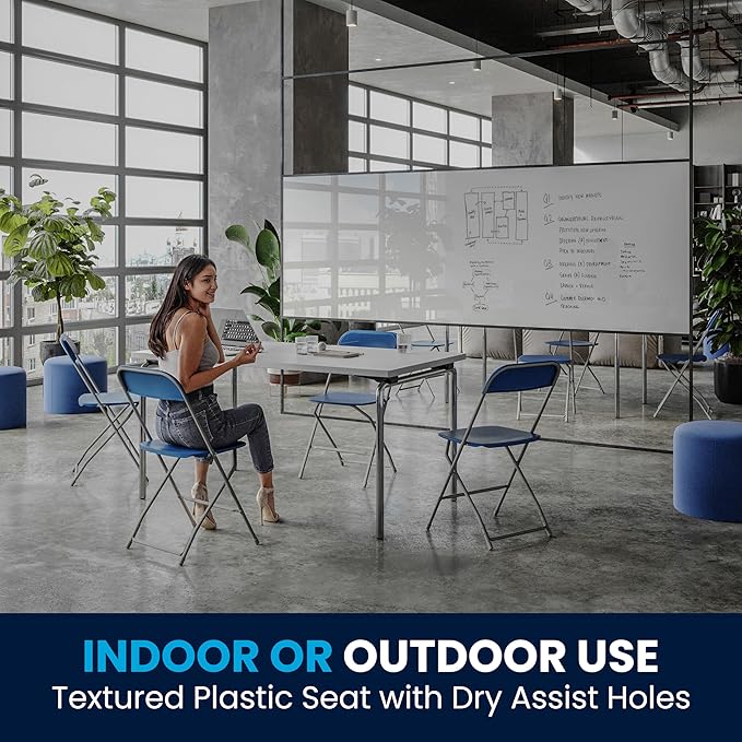 Flash Furniture Hercules Series Plastic Folding Chair - Blue - 4 Pack 650LB Weight Capacity Comfortable Event Chair-Lightweight Folding Chair