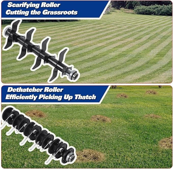 BILT HARD 16 Inch Dethatcher Scarifier Electric Powered, 15 Amp Copper Motor, 5-Position Depth Adjustment, 14.5 gal Thatch Bag, 2 in 1 Walk Behind Thatch Removing Machine for Lawn