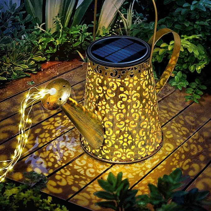 Anordsem Solar Watering Can Lights: Garden Light Waterproof Outdoor Yard Decoration - LED Fairy Hanging Lantern with Hook Patio Path Proch Decor - Gardening Gifts for Women Mom Grandma