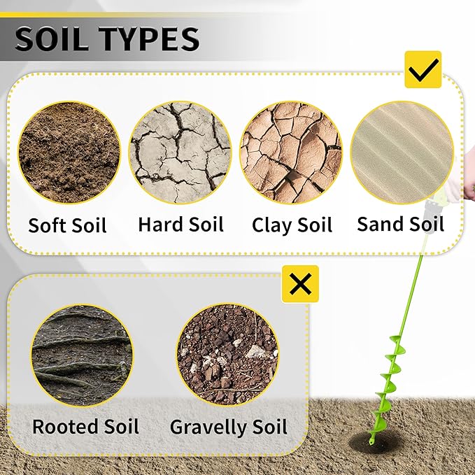 2”x32“ Auger Drill Bit for Planting, Garden Auger for Planting Bulbs, Easy Garden Auger with Drill for 3/8”Hex Drive