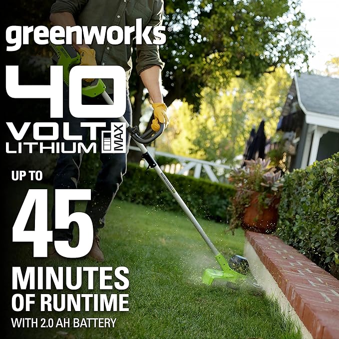 Greenworks 40V 12" Cordless String Trimmer, 2.0Ah Battery and Charger Included