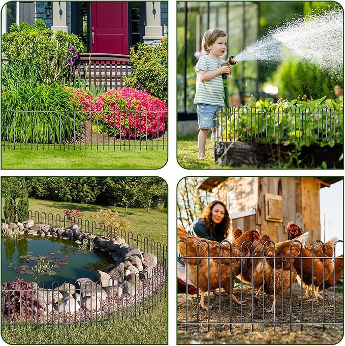 26 Panels Decorative Garden Fence, 37ft X 20in Rustproof Metal Animal Barrier Fence, No Dig Fence Garden Fence, Arched Flower Bed Edging Ornamental Wire Border Fencing for Outdoor Yard, Patio Decor