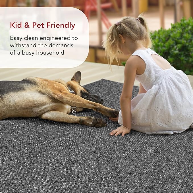 nuLOOM Oval 3' x 5' Solid Hand Braided Indoor/Outdoor Area Rug, Pet-Friendly, High Traffic, Weather Resistant, for Patio, Balcony, Bedroom, Living, Dining Room, Wynn Charcoal