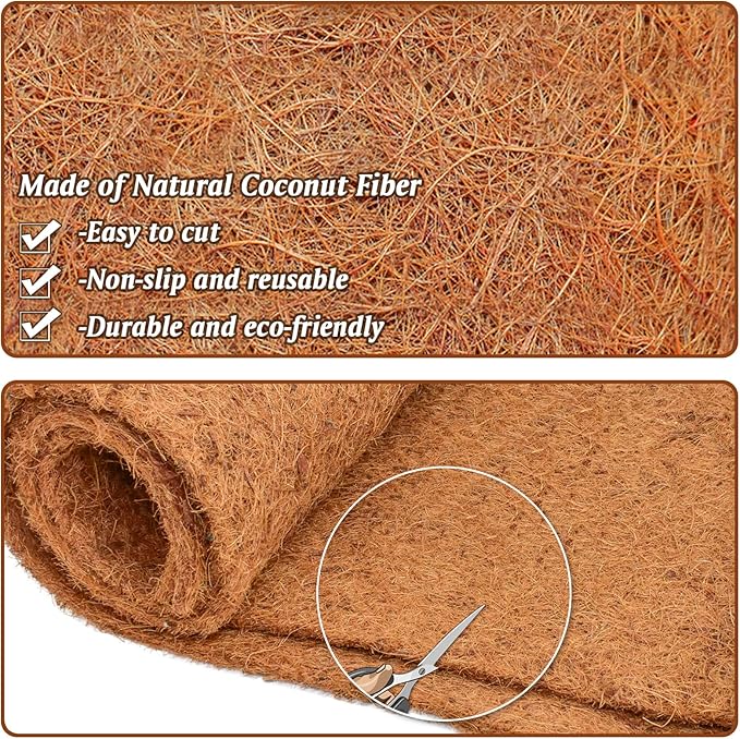 ZeeDix 2 Pack 16 x 80 x 0.28inches Thickened No-Slip Ice and Snow Carpet Mats- Natural Coconut Fiber Carpet for Garden, Front Door, Stairs, Porch Outdoor Safer Walking