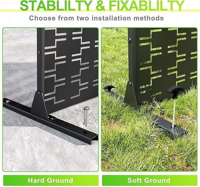 Outdoor Privacy Screen,72" H×47" W Metal Privacy Screen, Freestanding Privacy Fence Panels for Patio