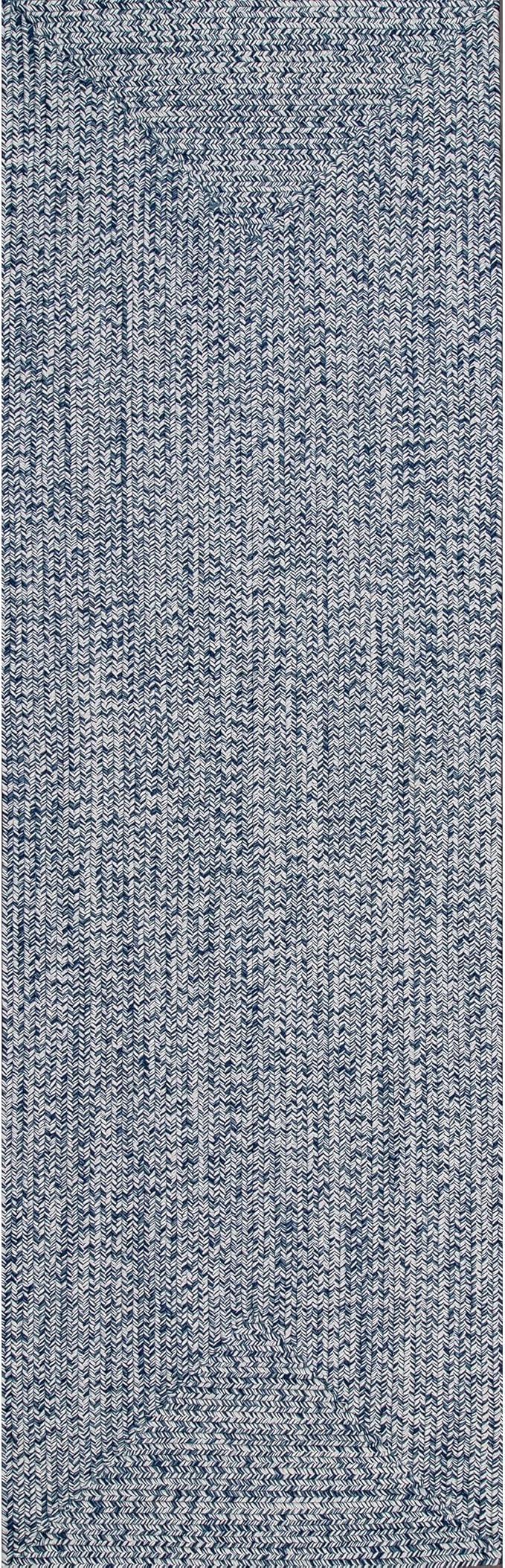 nuLOOM 2' x 8' Solid Hand Braided Indoor/Outdoor Area Rug, Pet-Friendly, High Traffic, Weather Resistant, for Patio, Balcony, Bedroom, Living, Dining Room, Wynn Navy