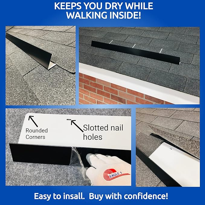 Eagle 1-26 Gauge 5 Foot Rain Diverter - Nails and Instructions Included (Mill Finish Aluminum, Copper, Galvanized, Stainless Steel & More) (1, Aluminum Diamond Plate - White)