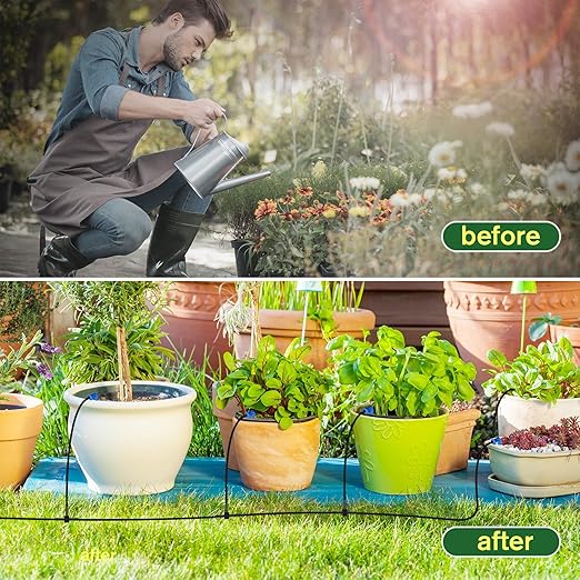 NFESOLAR Solar Drip Irrigation System Outdoor with 2200mAh Battery Backup, 6 Timing Modes, Supported 15 Pots Plants, Solar Watering System for Garden Green House