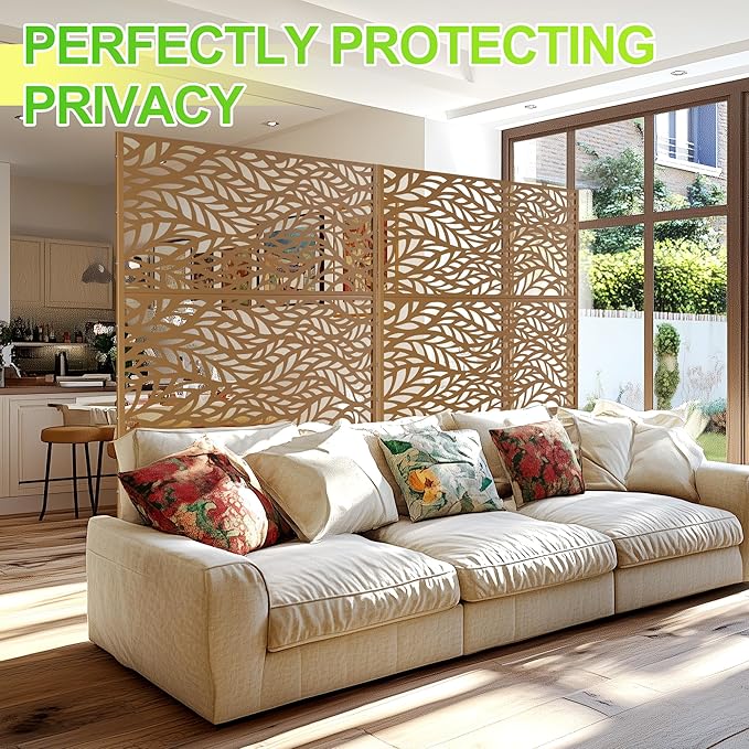 Outdoor Privacy Screen,72" H×47" W Metal Privacy Screen, Freestanding Privacy Fence Panels for Patio