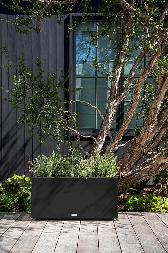 Veradek Block Series Long Box Planter - Large Rectangular Planter for Indoor or Outdoor Patio/Porch | Durable All-Weather Use with Drainage Holes | Modern Décor for Tall Plants, Flowers or Shrubs
