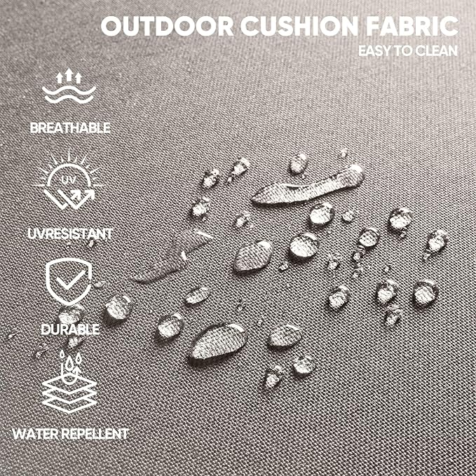 Swivel Patio Chairs sofa Set of 5 with 6" Thick Cushion - Wicker Outdoor Swivel Rocker Patio Chair ,Sofa/Glass coffee table, High Back Comfortable Outdoor Glider Chairs - Grey Wicker | Grey Cushions