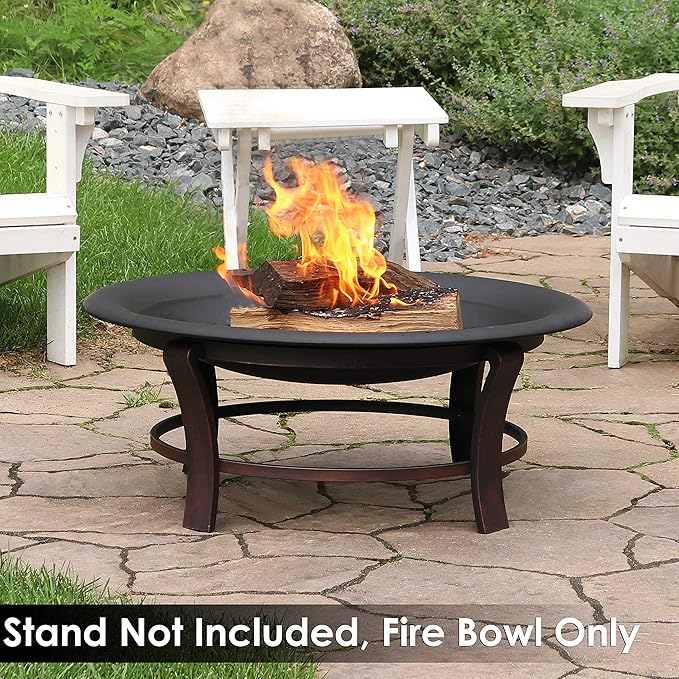 Sunnydaze Outdoor Fire Pit Bowl Replacement Insert for DIY Ring or Existing Stand - Wood-Burning Fire Bowl for Outside - 23-Inch