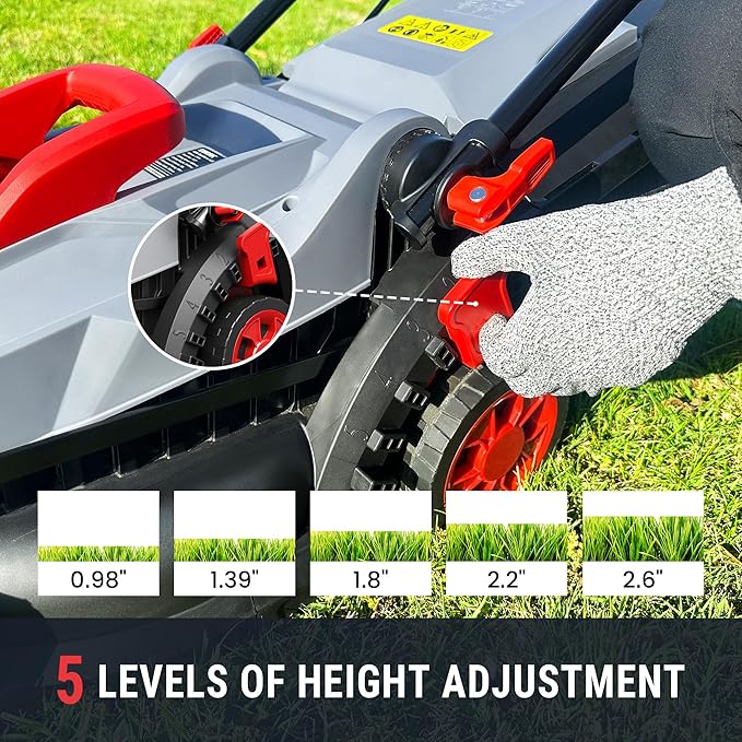 EWORK 40V 13-Inch Electric Lawn Mower Cordless, Brushless Motor, 5 Height Adjustment with 2 x 20V 4.0Ah Batteries and Charger, Battery Powered Walk-Behind Lawn Mowers Suitable for Garden, Small Yards