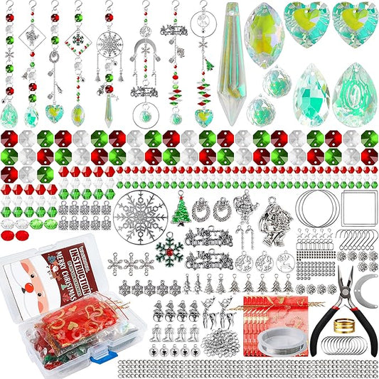 WASTROYAL 500 Pcs+ DIY Suncatcher Making Kits for Adults Crystal Christmas Sun Catchers Crafts Rainbow Maker for Christmas Decor Indoor Window Christmas Favors Sun Catcher Craft (Christmas)