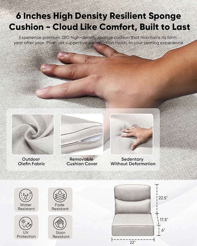 HUMMUH 6 inch Thick Cushion Wicker Patio Furniture Set with Outdoor Swivel Rocker Patio Chairs,High Back Outdoor Couch and Coffee Table for Porch Garden Deck