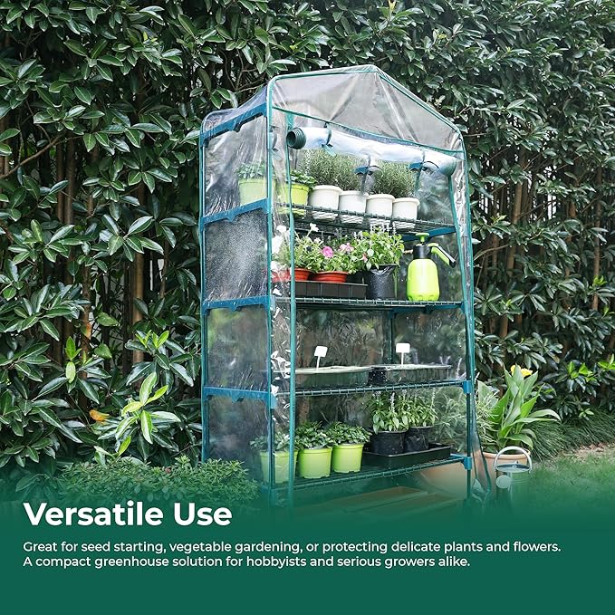 5-Tier Mini Greenhouse 19x40x75 Inch - 40" Wide Portable Plant House with Reinforced PVC Cover, Indoor/Outdoor Gardening Shelves for Wheatgrass, Herbs & Seedlings