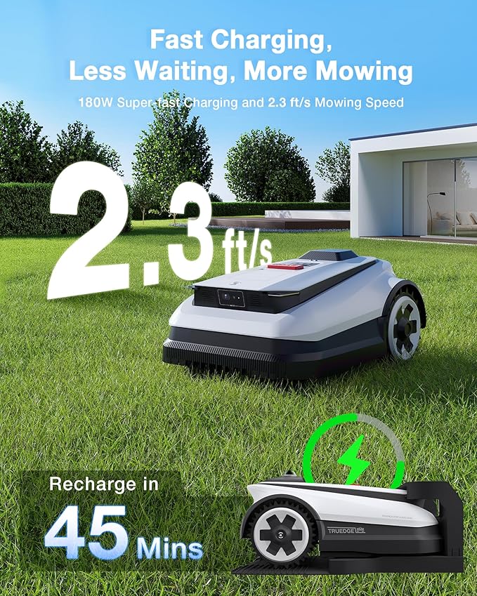 ECOVACS Goat A2500 RTK Robot Lawn Mower, Lidar-Enhanced RTK+Vision Navigation, Auto-Mapping, Dual Blades, Edge Precision Mowing, Perimeter Wire-Free, Suitable for 5/8 Acres Lawn, 50% Slope Capability