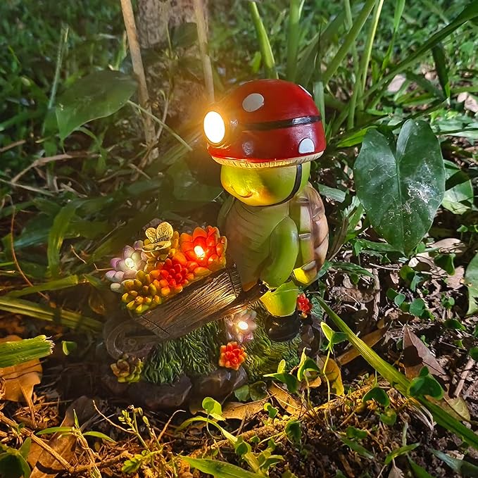 Solar Light Turtle Outdoor Garden, Turtle Solar Light for Yard Patio Decor 4 LED Solar Powered Lighting Outside Light Up Turtle Garden Statue Gardening Gift for Women Cute Decor