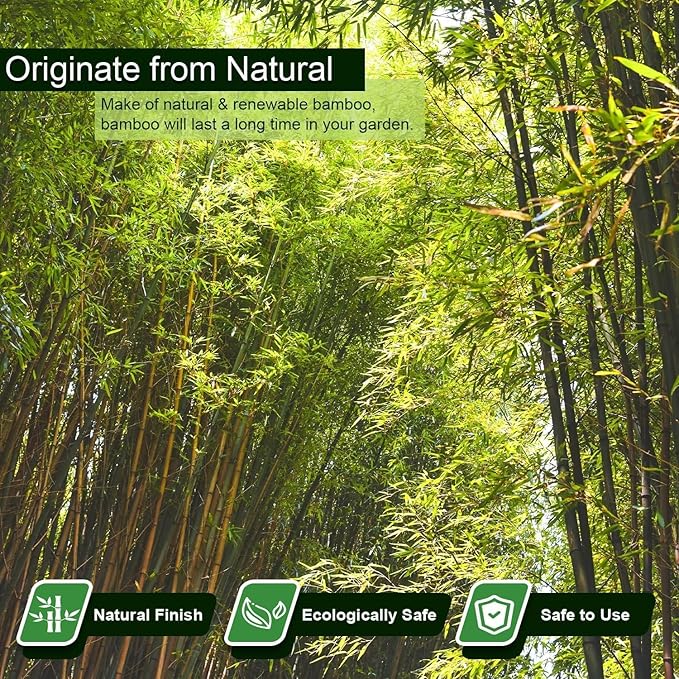 1" D 8 Feet Bamboo Stakes 50 Pack, Thicker Heavy-Duty Plant Stakes, Natural Garden Stakes for Bean, Tomato, Bean, Flowers,Trees Potted and Climbing Plant Support