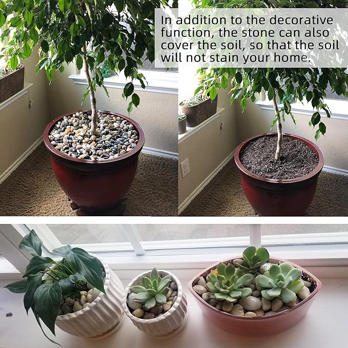 45lb Polished Pebbles for Plants Potting,Succulents Aquarium Fish Tank Vases-Decorative River Rocks Garden Gravel Stones