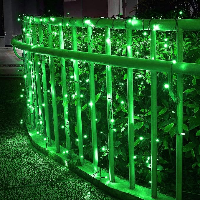 2 Pack Green Solar Lights Outdoor - Outdoor,Waterproof,8 Modes, Each 42.7 FT 100 LED Green String Lights for St Patrick's Day Tree Garden Patio Christmas Decorations