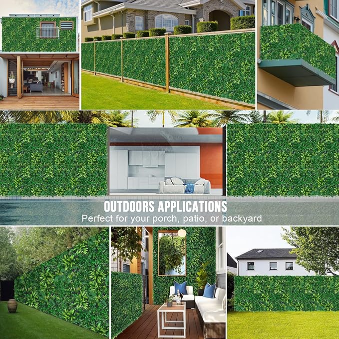 Artificial Boxwood Panels, Grass Wall Panels 20"x20"(16pcs), Privacy Hedge Fence Screen with UV Protection, Fake Greenery Backdrop for Indoor Wedding and Outdoor Garden Backyard