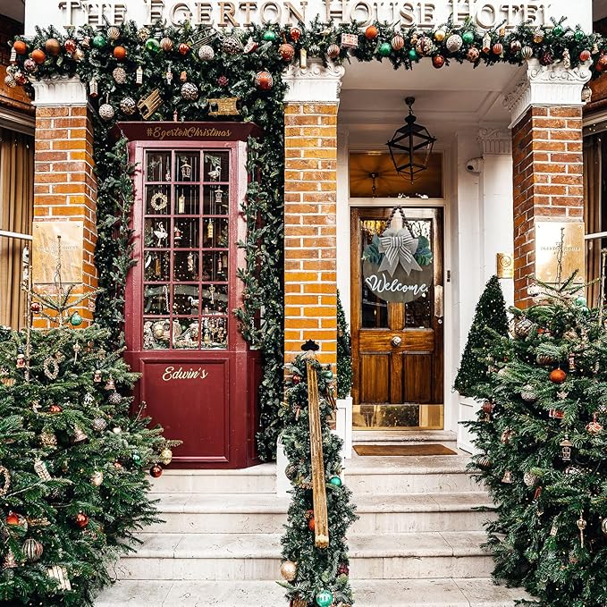 3D Welcome Sign for Front Door |Home/Farmhouse Porch Décor Wooden Hanging Sign with Artificial Leaves and Rustic Beads | Christmas Classroom |12" Round