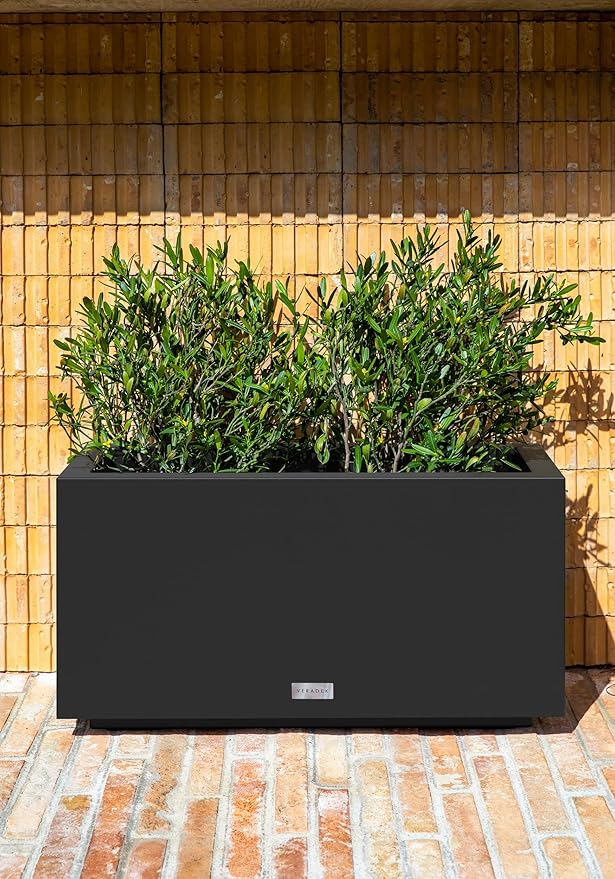 Veradek Block Series Long Box Planter - Large Rectangular Planter for Indoor or Outdoor Patio/Porch | Durable All-Weather Use with Drainage Holes | Modern Décor for Tall Plants, Flowers or Shrubs